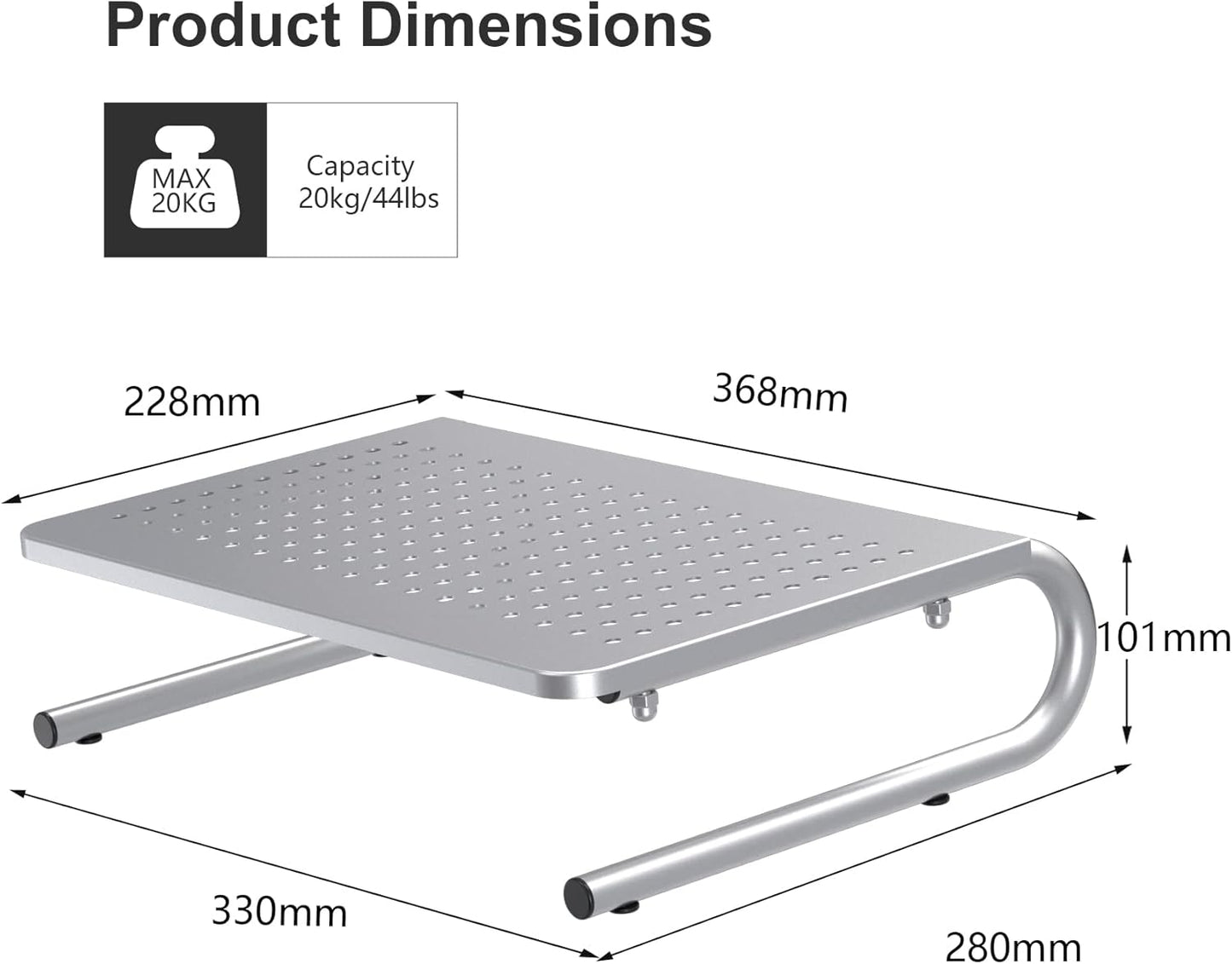 suptek Monitor Stand Riser for Computer,Laptop,Printer, Notebook and All Flat Screen Display with Vented Metal Platform and 4 Inches Height Underneath Storage (MST004)
