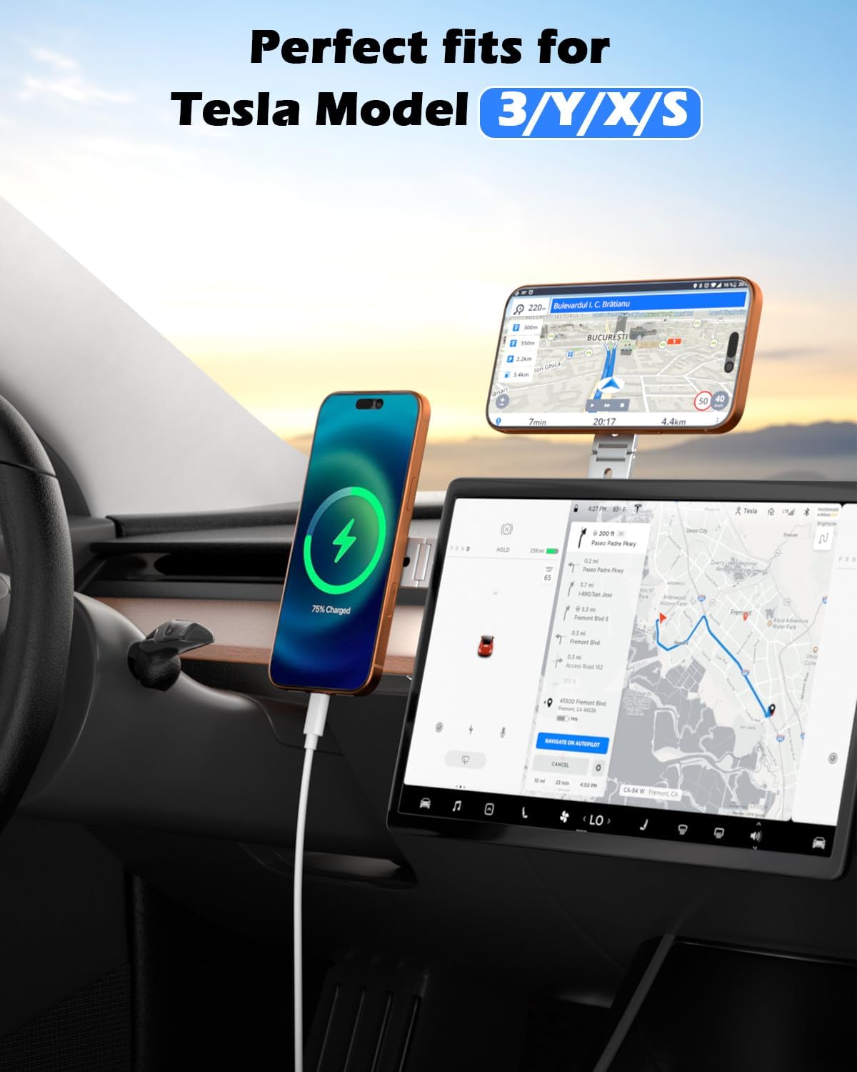 CloudValley Magnetic Phone Laptop Holder Mount, Foldable Hidden Portable Stand for iPhone 17/16/15/14/13 & All Phone, Clamp for Monitor Side, Compatible with Laptop, Desktop, Tesla Model 3/ Y, Silver