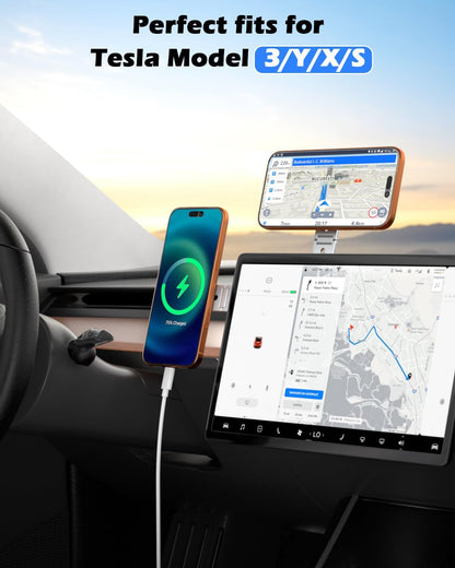 CloudValley Magnetic Phone Laptop Holder Mount, Foldable Hidden Portable Stand for iPhone 17/16/15/14/13 & All Phone, Clamp for Monitor Side, Compatible with Laptop, Desktop, Tesla Model 3/ Y, Silver