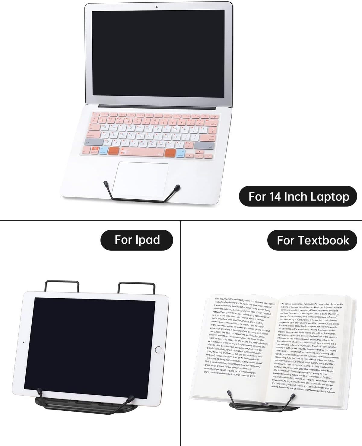 Honagu Book Stand for Reading, Adjustable Reading Rest Book Holder, Documents Holder, Sturdy Typing Stand for Recipes Textbooks Tablet Music Books (Green)
