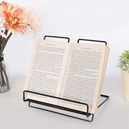 Cookbook Stand, Metal Reading Cookbook Holder Iron Recipe Book Holder Magazine Reading Rack for Home, Kitchen Desk Book Stand Desk Book Stand(Black)