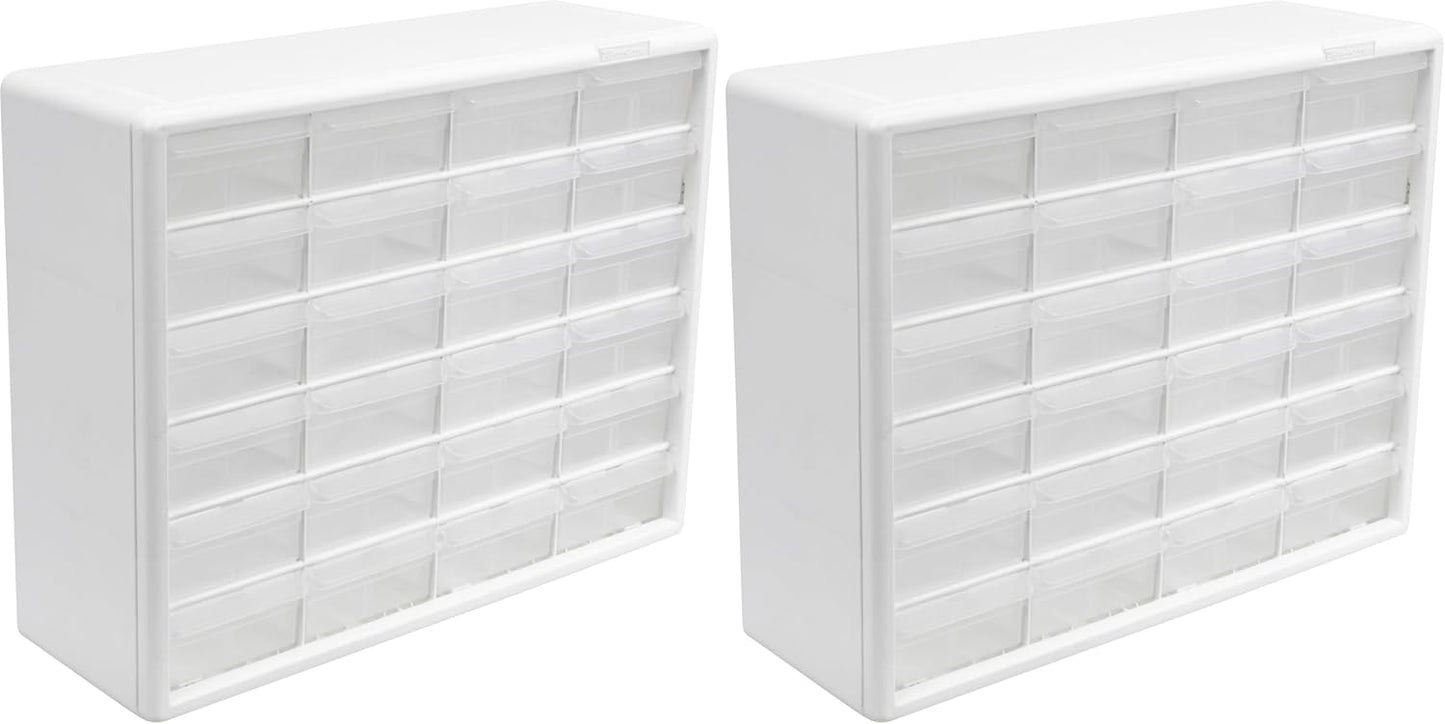 Akro-Mils 24-Drawer Plastic Drawer Storage Cabinet for Garage Organization, Bead Organizer, Building Bricks Storage, Teacher Toolbox, Makeup Organizer, 20" W x 6" D x 16" H, 10124 Black