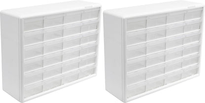 Akro-Mils 24-Drawer Plastic Drawer Storage Cabinet for Garage Organization, Bead Organizer, Building Bricks Storage, Teacher Toolbox, Makeup Organizer, 20" W x 6" D x 16" H, 10124 Black