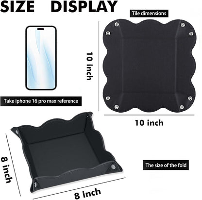 Valet Tray for Men Women 2 Pack - PU Leather Travel Catchall Tray Organizer - Desk Bedside Nightstand Storage Box for Jewelry Key Phone Remote Controller Wallet Watch Glasses Readers -White