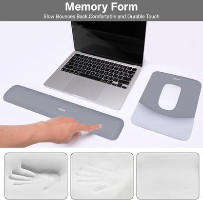 MOSISO Wrist Rest Support for Mouse Pad&Keyboard Set, Rectangular Ergonomic Mousepad Non-Slip Base Home/Office Pain Relief&Easy Typing Pad with Neoprene Cloth&Raised Silicone Lining, Green