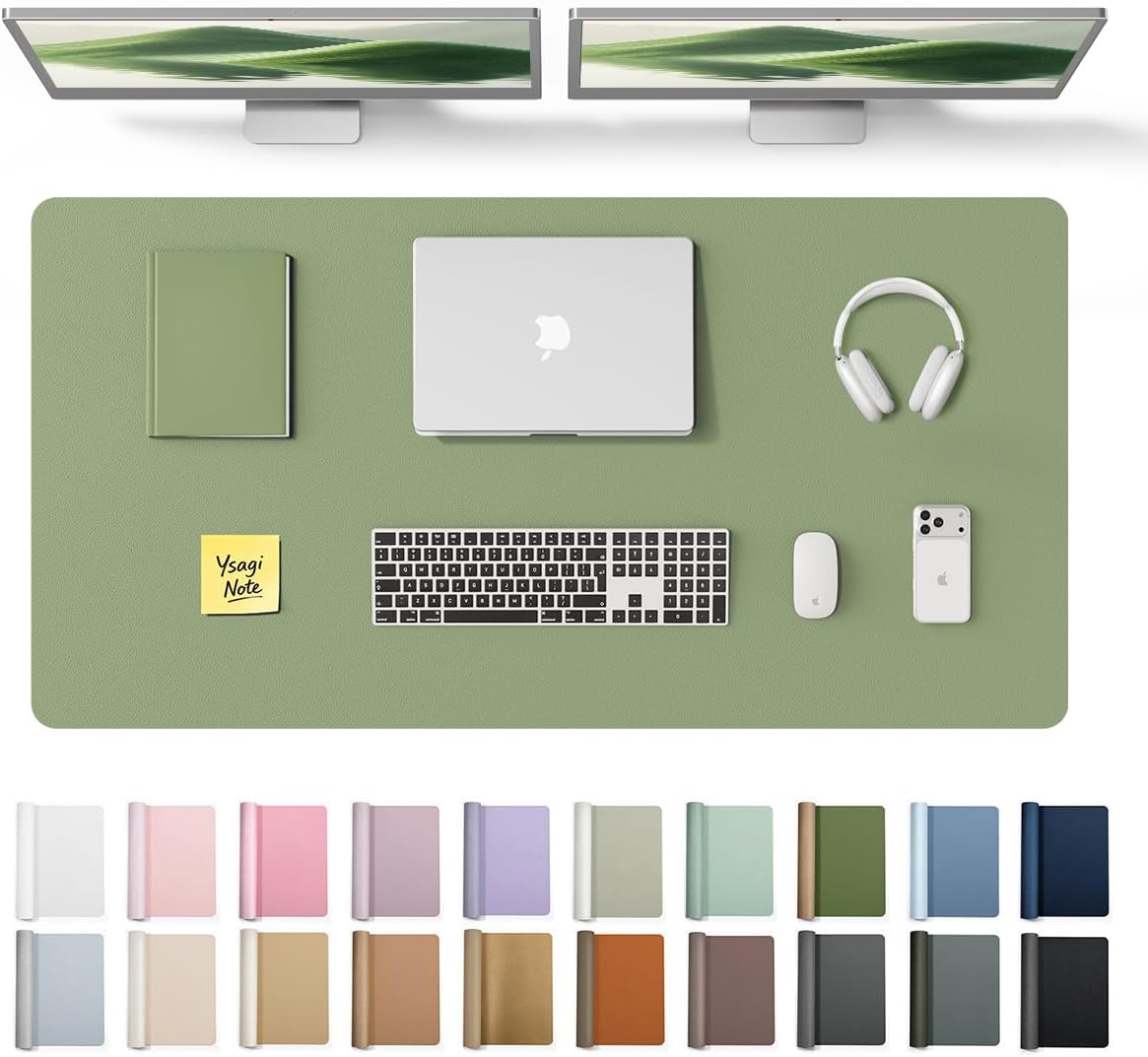 YSAGi Leather Desk Protector, Office Mat, Large Mouse Mat, Non-Slip PU Leather Blotter, Laptop Pad, Waterproof Writing Pad for Office and Home (Light Pink, 23.6" x 13.8") - Colors A