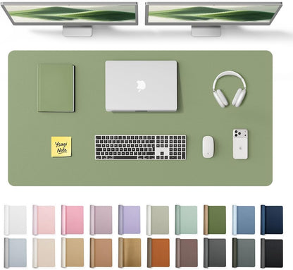 YSAGi Leather Desk Protector, Office Mat, Large Mouse Mat, Non-Slip PU Leather Blotter, Laptop Pad, Waterproof Writing Pad for Office and Home (Light Pink, 23.6" x 13.8") - Colors A