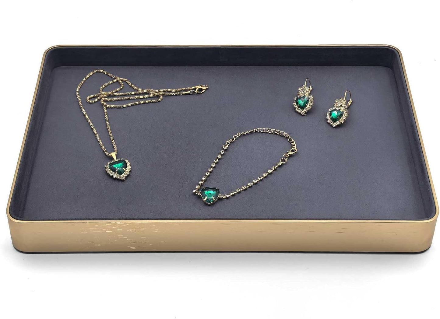 Metal Jewelry Tray, Valet Tray, Bedside Table and Desktop Organizer. It is Stackable and can be Used to Display Watches, Rings, Earrings and Bracelets（Brown）