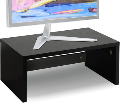 TEAMIX 14.2 inch Monitor Stand Riser, Rustic Brown Wood Monitor Riser with Storage for Desk Small Monitor Stand TV/Screen/PC/Laptop Riser Computer Stand Desktop Shelf (Brown-14.2 inch)