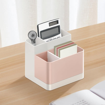 Poeland Desktop Storage Organizer, Pen and Pencil Cases Boxes, Pen or Pencil Holder Box Container for Desk, Office Supplies, Vanity Table Tan