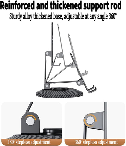 Adjustable Cell Phone Stand,360 Rotating Foldable Desktop Cellphone Stand with Anti-Slip Base Portable Phone Holder for iPhone 17 16 15 14 13 Pro Max, All Smart Phones, iPad