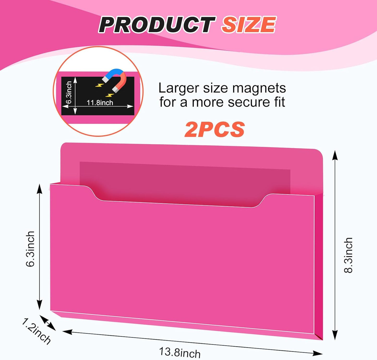 Feifeiya 2 Pcs Magnetic File Folder Wall Hanging Holder Large Pocket Paper Magazine Mail Organizer for Refrigerator Classroom Locker Whiteboard(Vertical,Purple Color,12.2 x 9.4 Inches)