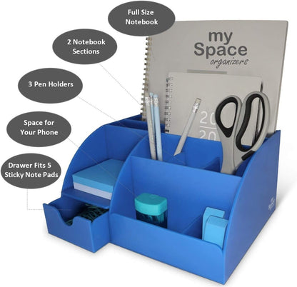 My Space Organizers Clear Acrylic Desk Oganizer, 9 Compartments, Office Supplies and Desk Accessories Organizer, Home Decor Desktop Organizer (Clear)