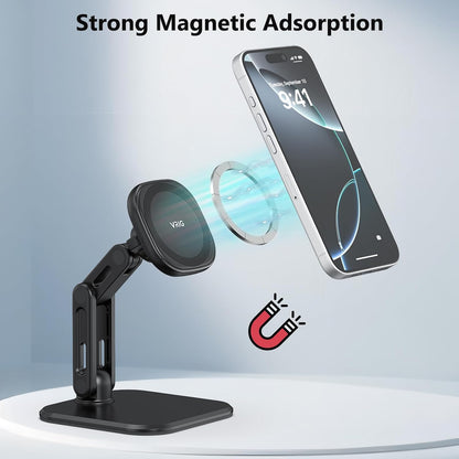 VRIG Magnetic Phone Stand for Desk,Adjustable Foldable & Portable MagStand with Angle Adjustment Cell Phone Holder for iPhone 17 16 15 14 13 12 Pro Max & MagSafe Case