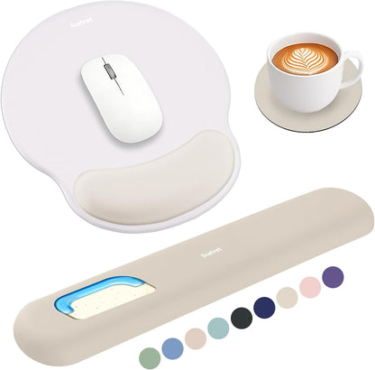 Sushret Mouse Pad and Keyboard Wrist Rest, 3-in-1 Gel Memory Foam Ergonomic Mouse Pad with Wrist Rest Set,Gaming Mousepad Arm Cushion Support for Computer Office Desk Accessories Cute Setup,Sage Green