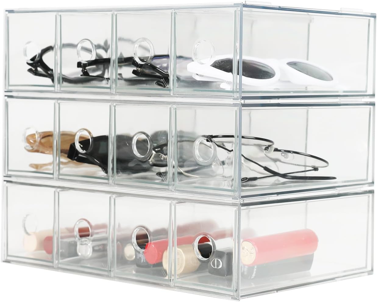 Stackable Organizer Acrylic Storage Drawers, Suitable for Desktop Storage, Office Supplies, Cosmetics, Stationery, Jewelry, Accessories (3)