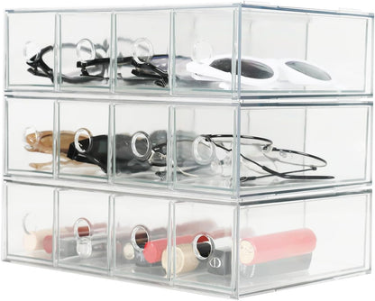 Stackable Organizer Acrylic Storage Drawers, Suitable for Desktop Storage, Office Supplies, Cosmetics, Stationery, Jewelry, Accessories (3)