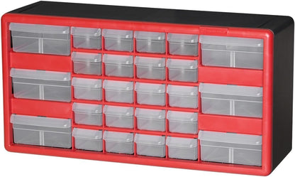 Akro-Mils 24-Drawer Plastic Drawer Storage Cabinet for Garage Organization, Bead Organizer, Building Bricks Storage, Teacher Toolbox, Makeup Organizer, 20" W x 6" D x 16" H, 10124 Black