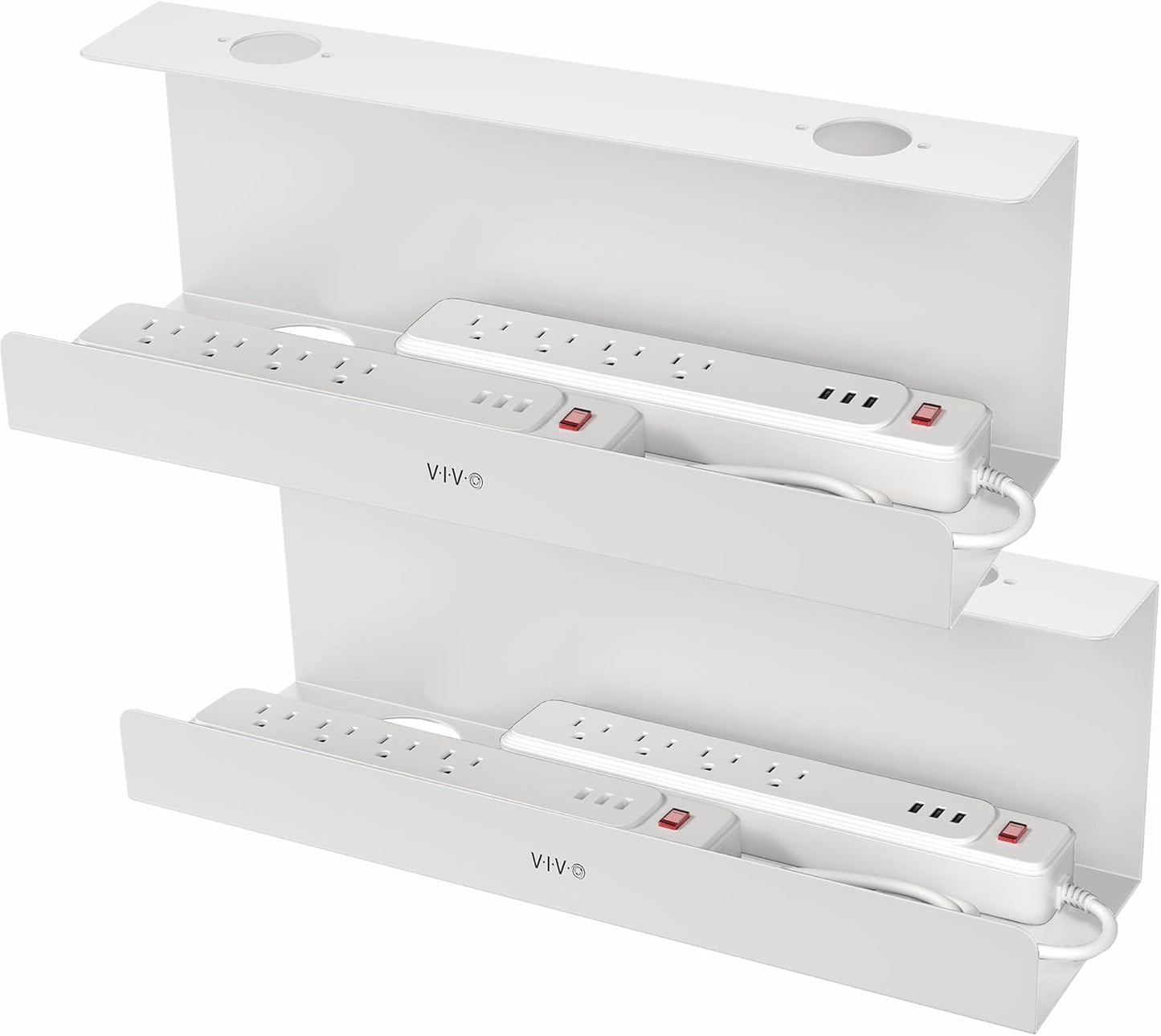 VIVO Under Desk 17 inch Cable Management Trays, Power Strip Holders, Cord Organizers, Wire Tamers for Office and Home, Black, 2 Pack, DESK-AC06-2C