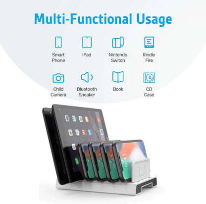 Unitek Adjustable Universal Multi Device Organizer Dock Stand Holder Compatible iPhone, iPad, Kindle, Fire Tablet, Samsung Galaxy, Google Nexus, Pixel, All Electronic Devices-No Charging Port