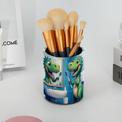 Leather Pen Holder for Desk, Love Cherry Pencil Organizer Pencil Cup Desk Decor Makeup Brush Holder Multifunctional Office Supplies for Home,Office, School