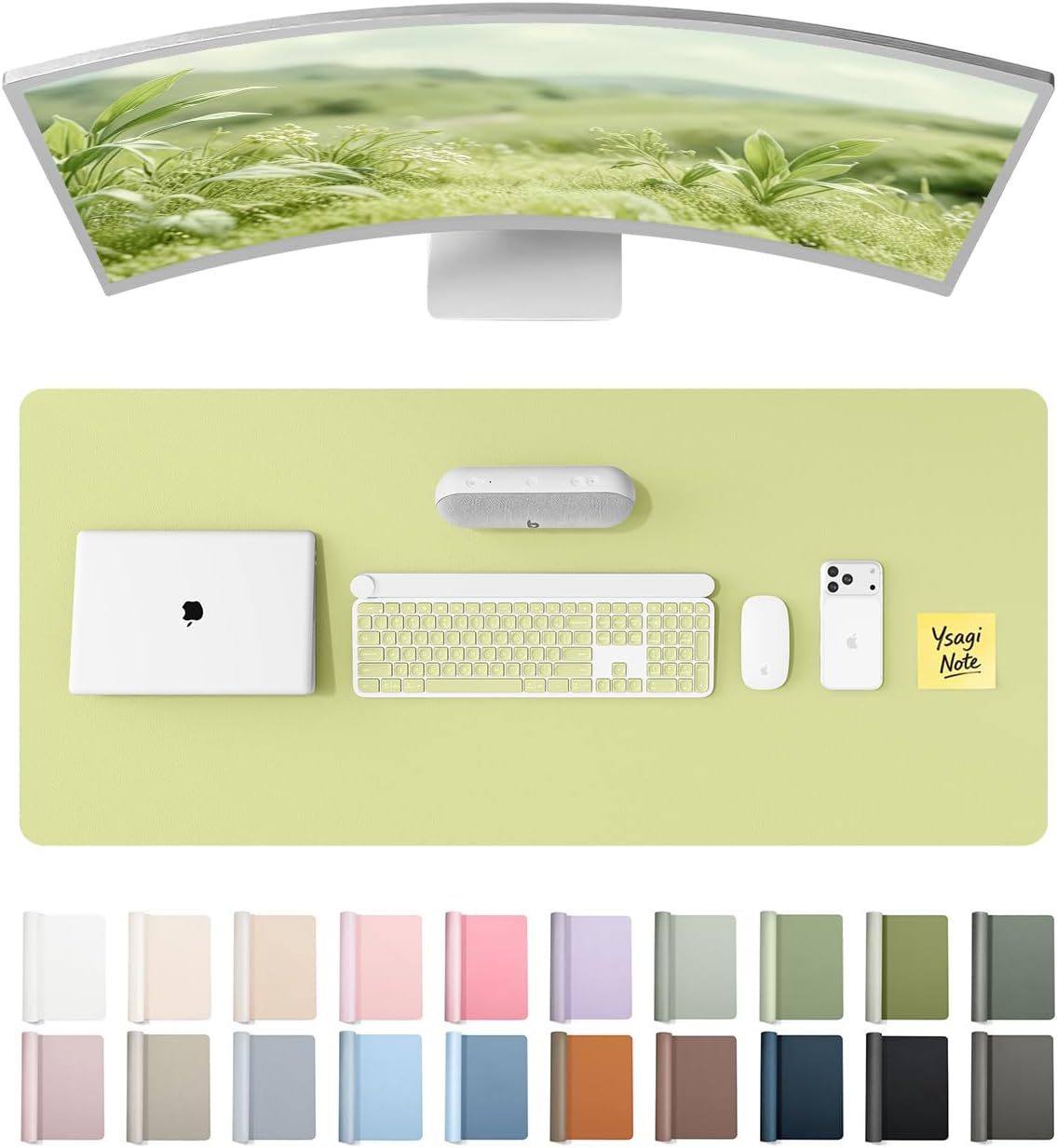 YSAGi Leather Desk Protector, Office Mat, Large Mouse Mat, Non-Slip PU Leather Blotter, Laptop Pad, Waterproof Writing Pad for Office and Home (Light Pink, 23.6" x 13.8") - Colors A