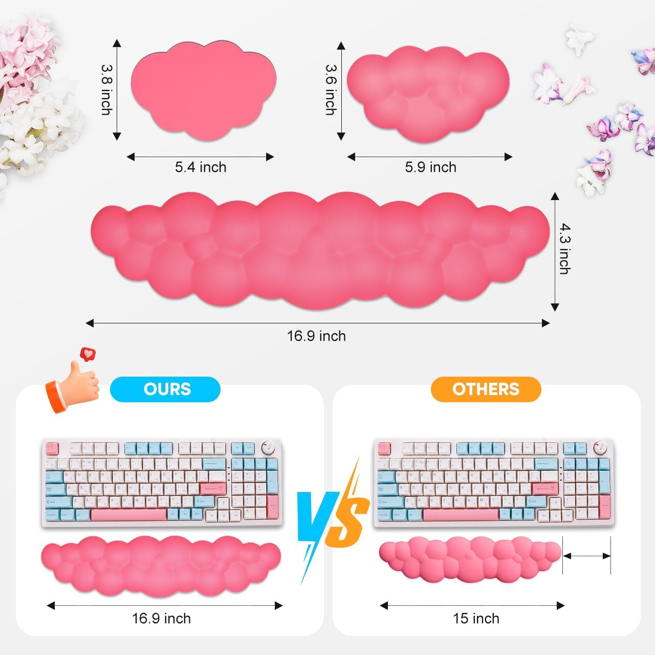 JIKIOU Upgrade Leather Cloud Keyboard Wrist Rest, Cloud Wrist Rest with Non-Slip PU Base, Comfortable Memory Foam Wrist Rest for Computer Laptop Mac Gaming Office and Pain Relief Christmas Wish Gift