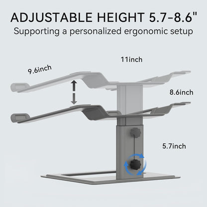 SOUNDANCE Adjustable Laptop Stand for Desk, Computer Stand, Ergonomic Laptop Riser Holder Compatible with 10 to 17.3 Inches Notebook PC Computer, Aluminum Silver
