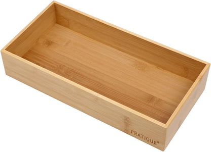 PRATIQUE Bamboo Drawer Organizer - Kitchen Utensil Organizer Silverware Tray Cutlery Holder，Office Desk Supplies and Accessories (8.9x5.9x2.6 inch)