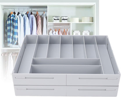 Extra Large and High Drawer Organizer, 2 Tier Smart Expandable Desk Organizer, Multi Level Junk Drawer Organizer for Makeup, Jewelry, Desk, Office Drawers (Gray)