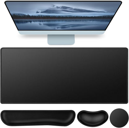 Desk Mat, Large Gaming Mouse Pad with Wrist Rest, 4in1 XXL Mousepad+Keyboard Wrist Rest+Mouse Pad Wrist Support+Cup Coaster Set Ergonomic Floral Computer Desk Arm Wrist for Decor Home Office Women