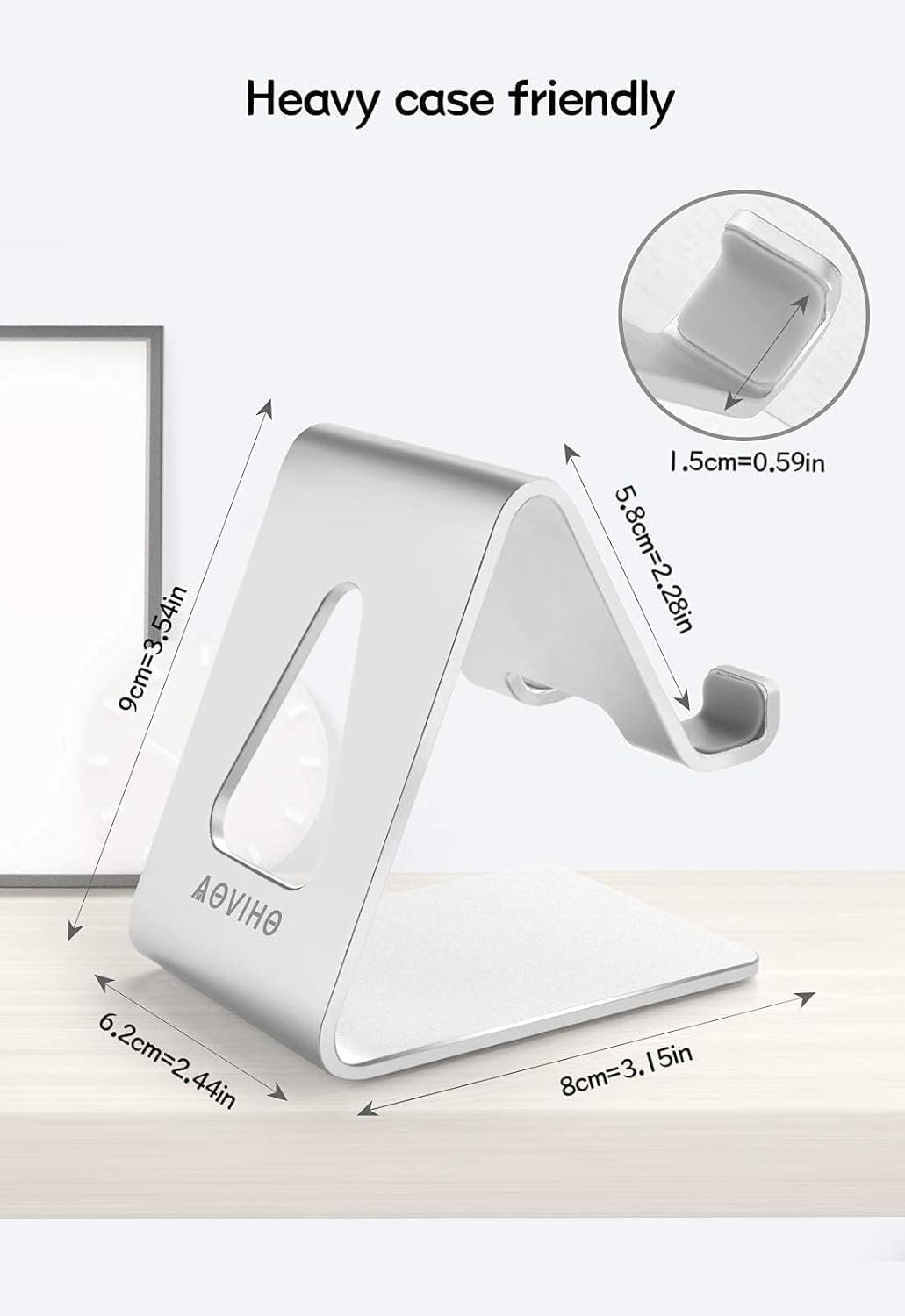 Aoviho Desk Cell Phone Stand Phone Holder, Aluminum Phone Cradle Dock for iPhone17 16 15 14 13 12 pro Mini 11 X Xs max 8 7 6 6s Plus SE Samsung All Smart Phones, Rose Gold