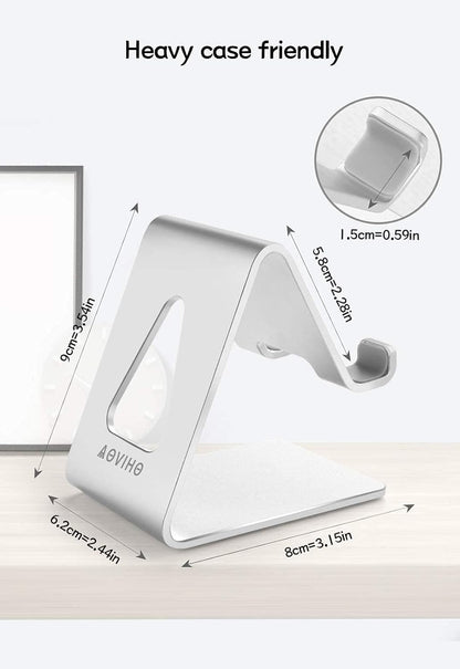 Aoviho Desk Cell Phone Stand Phone Holder, Aluminum Phone Cradle Dock for iPhone17 16 15 14 13 12 pro Mini 11 X Xs max 8 7 6 6s Plus SE Samsung All Smart Phones, Rose Gold