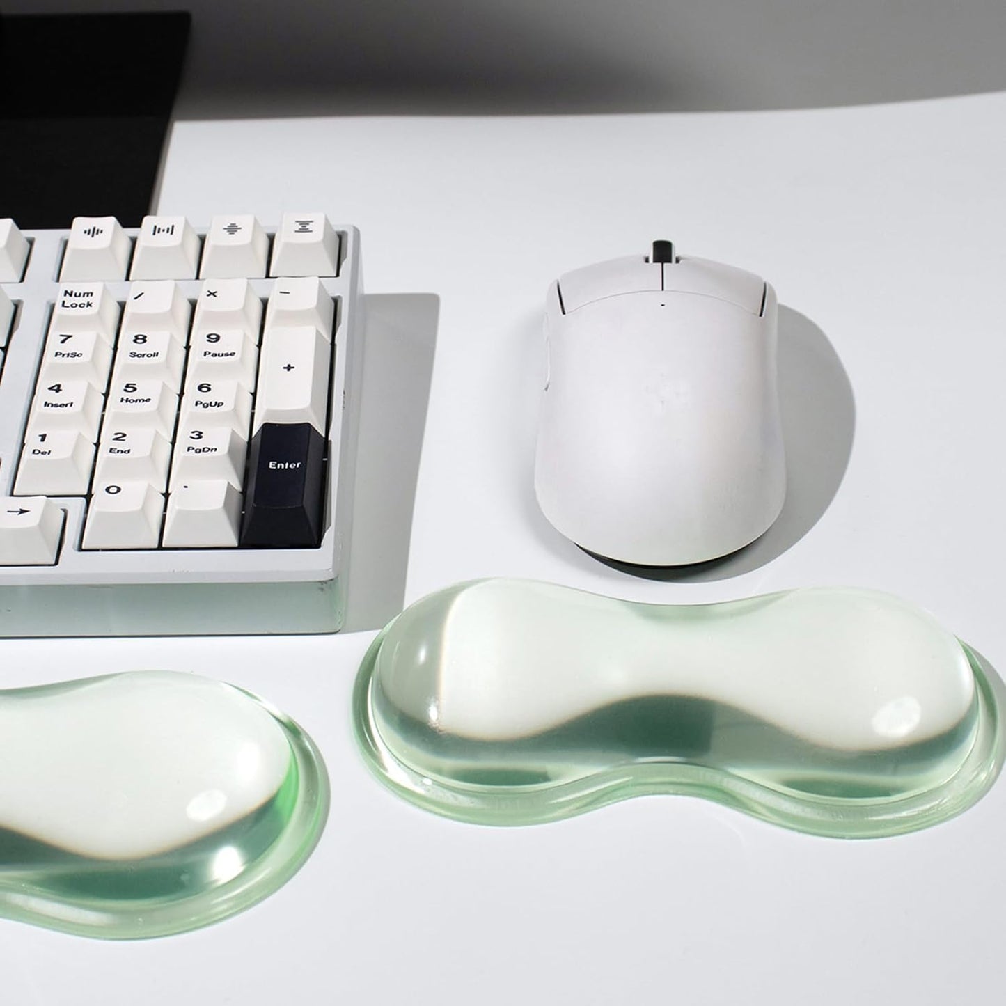 Clear Gel Wrist Rest for Keyboard and Mouse, Green Silicone Mouse Wrist Rest Set, Cute Ergonomic Wrist Rest for Keyboard 60%/75%(Green)
