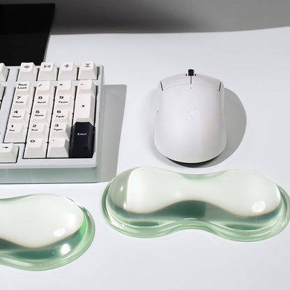 Clear Gel Wrist Rest for Keyboard and Mouse, Green Silicone Mouse Wrist Rest Set, Cute Ergonomic Wrist Rest for Keyboard 60%/75%(Green)