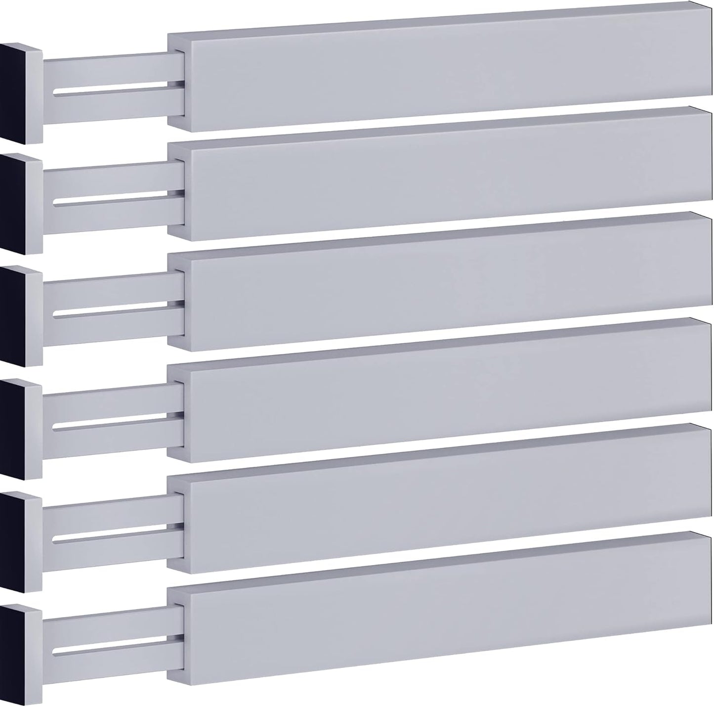 6-Pack Drawer Dividers - 2.6 Inches High, Adjustable 16 to 22 Inches Bamboo Drawer Organizer, Large Expandable Separator for Clothes, Dresser, Bedroom, Bathroom, Baby, Office, Kitchen Utensils, Black