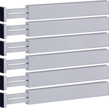 6-Pack Drawer Dividers - 2.6 Inches High, Adjustable 16 to 22 Inches Bamboo Drawer Organizer, Large Expandable Separator for Clothes, Dresser, Bedroom, Bathroom, Baby, Office, Kitchen Utensils, Black
