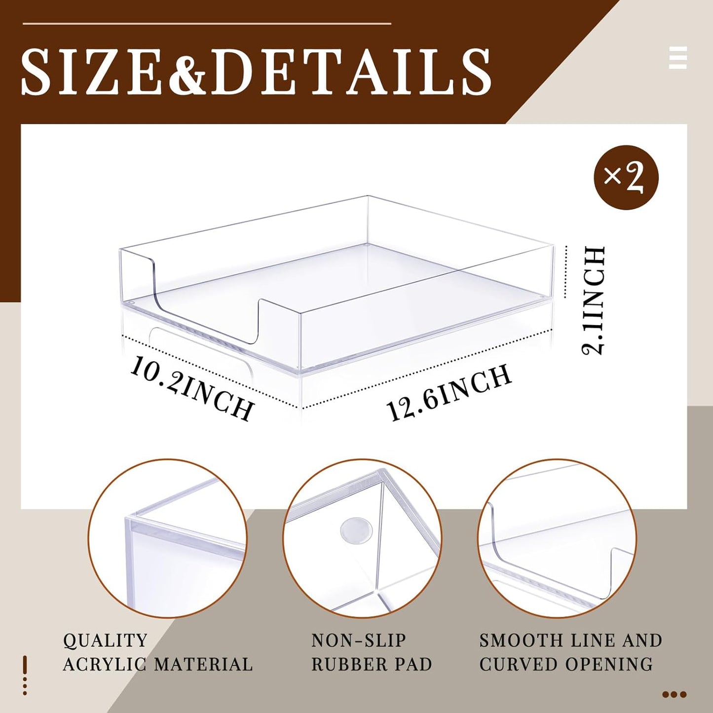 Lincia 12.6 x 10.2 x 2.1 Inches Acrylic Letter Tray Stackable File Paper Tray Acrylic Desk Organizer Clear Holder Desk Accessories for Office Home Library