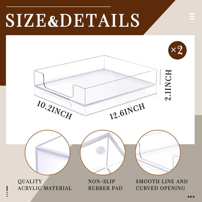 Lincia 12.6 x 10.2 x 2.1 Inches Acrylic Letter Tray Stackable File Paper Tray Acrylic Desk Organizer Clear Holder Desk Accessories for Office Home Library