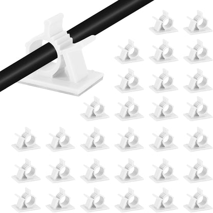 Viaky 30 Pcs Black Clips Self Adhesive Backed Nylon Wire Adjustable Cable Clips Adhesive Cable Management Drop Wire Holder