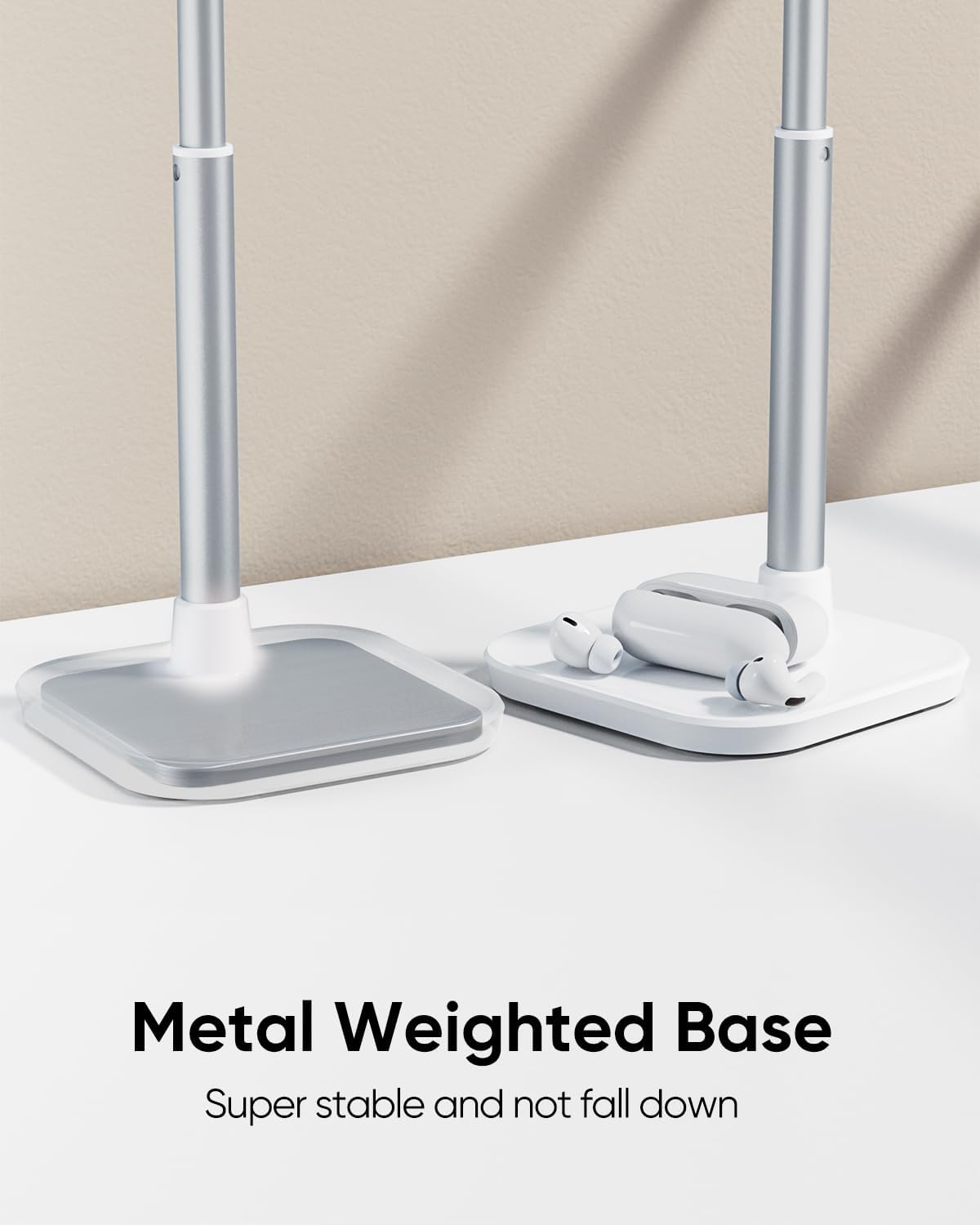 Cell Phone Stand, Adjustable Height Phone Stand for Desk, Eye Level Desktop Phone Holder Compatible with iPhone, Pro Max, Samsung, and All Mobile Phones up to 10''