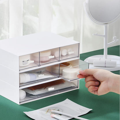 Desk Organizer with Drawers Stackable Storage Drawers, Plastic Compact Desk Storage Box Great for Office School Home Small Space- 1drawers (White)