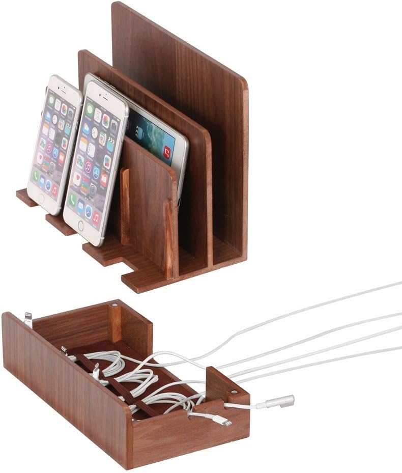 Great Useful Stuff G.U.S. Multi-Device Charging Station Dock & Organizer - Multiple Finishes Available. for Laptops, Tablets, and Phones - Strong Build, Eco-Friendly Bamboo
