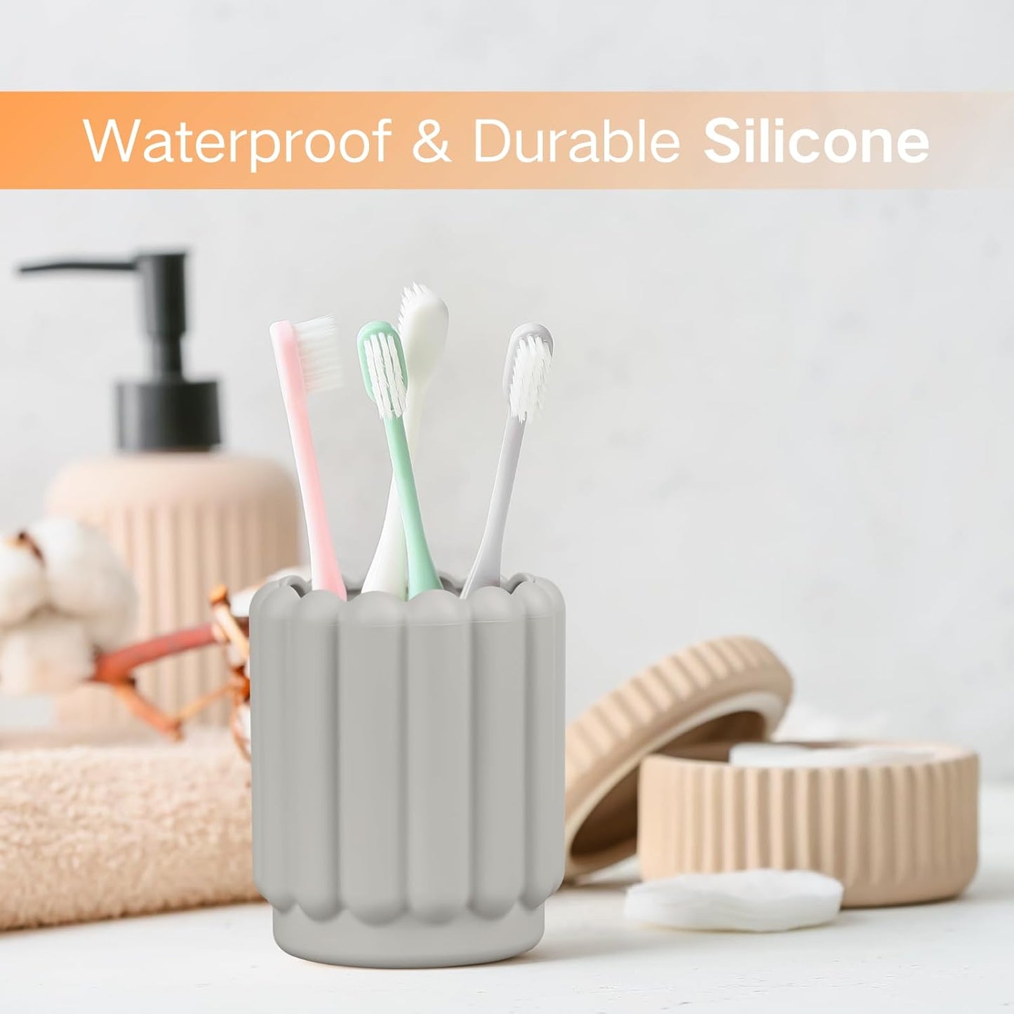 Silicone Pen Holder, Pencil Holder Cute Pens Cup for Desk for Kids Office Decor Desk Accessories Pen Pot Desk Organizer (White)