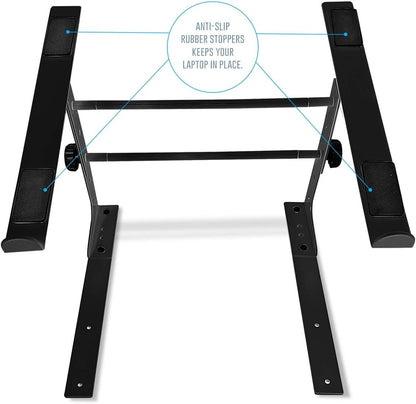 AXA AXCESSABLES DJ Laptop Stand with Travel Bag | Portable Foldable Aluminum Laptop Stand for Laptops up to 15 inches and 20lbs | No Assembly Required, Includes Carrying Bag