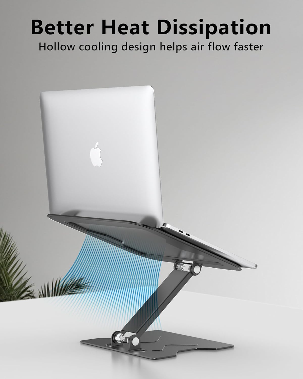 JCZT Adjustable Laptop Stand for Desk, 360° Rotating Base Ergonomic Computer Stand, Laptop Riser Foldable Protable for Office Home Fits Compatible with MacBook Pro/Air Notebook up to 10-16" Black