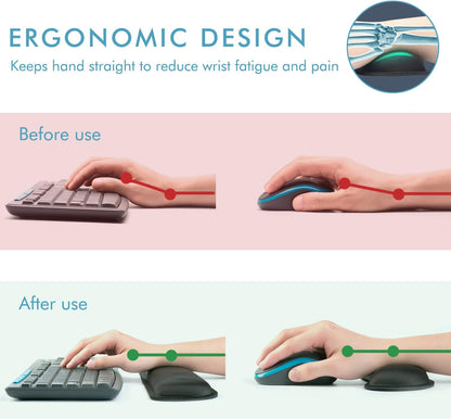 Comfy Mee Premium Memory Foam Keyboard and Mouse Wrist Rest Pads Set- for Comfortable Typing &Wrist Pain Relief (Pack of 2)