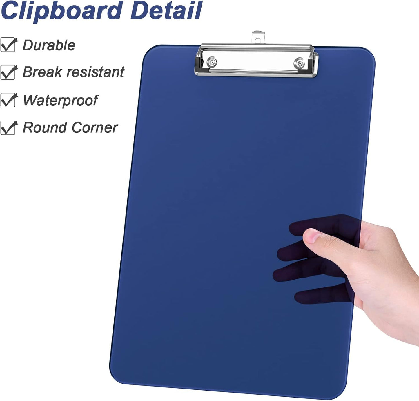 Rimilak 8.5 x 11 Plastic Clipboards Set of 2, Low Profile Metal Clip, Translucent Board, 12.5 x 9 in Letter Size, Office Supply, Back to School, Purple