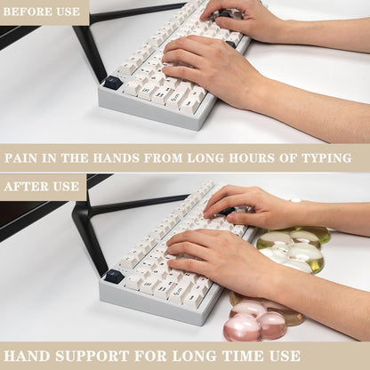 Gel Keyboard and Mouse Wrist Rest Set – Clear Cloud Wrist Rest for Computer Keyboard 60%/68%/75%, Comfort & Support for Typing and Gaming(Purple Green)