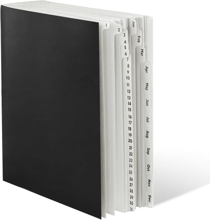 Amazon Basics Expandable Desktop File Sorter, Daily & Monthly Paper Organizer, Letter Size, Black